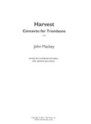 Harvest - Concerto For Trombone : Version For Trombone and Piano With Optional Percussion (2010).