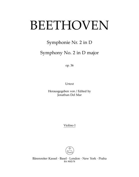 Symphony No. 2 In D Major, Op. 36 : Violin I Part.