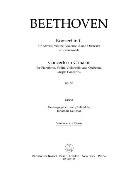 Konzert In C, Op. 56 : Für Klavier, Violine, Violoncello und Orchester (Tripelkonzert), Cb/Db Part.