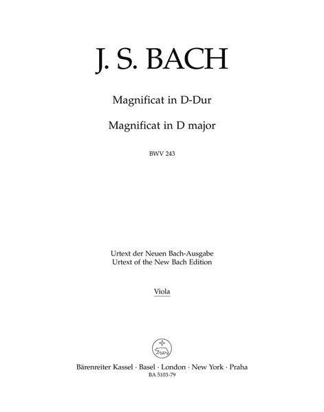 Magnificat In D Major BWV 243 (2nd Version With 4 Inserts From E-Flat Major Version Transposed).