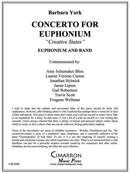 Concerto For Euphonium (Creative States) : For Euphonium and Piano.