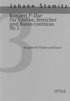 Konzert F-Dur (Nr. 3) : Für Violine Solo, 2 Violinen, Viola & Basso Continuo / Ed. Kuo-Hsiang Hung.