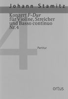 Konzert F-Dur (Nr. 4) : Für Violine Solo, 2 Violinen, Viola & Basso Continuo / Ed. Kuo-Hsiang Hung.