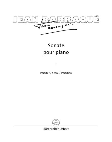 Sonate Pour Piano (1950-1952) / edited by Heribert Henrich.