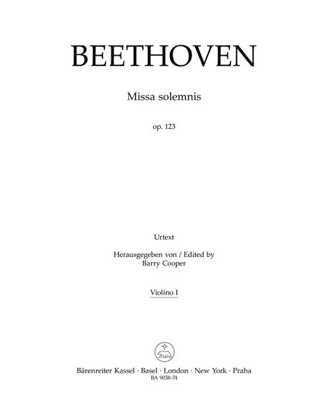 Missa Solemnis, Op. 123 / edited by Barry Cooper.