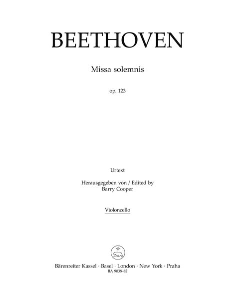 Missa Solemnis, Op. 123 / edited by Barry Cooper.