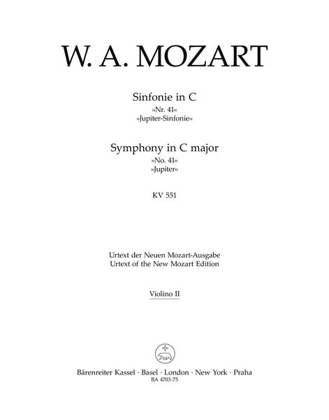 Symphony No. 41 In C Major, K. 551 (Jupiter) / edited by H.C. Robbins Landon.