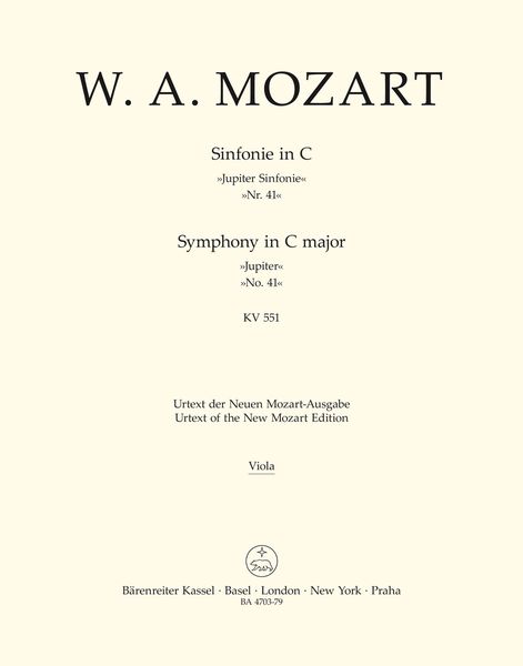 Symphony No. 41 In C Major, K. 551 (Jupiter) / edited by H.C. Robbins Landon.