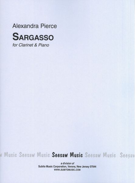 Sargasso : For Clarinet and Piano (1977).