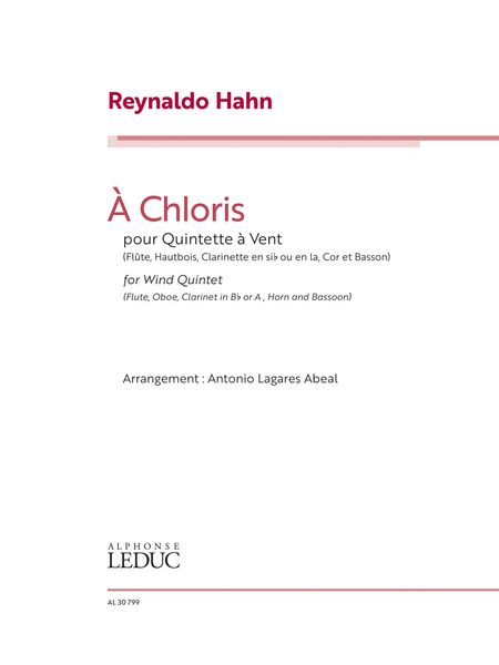 Chloris : For Wind Quintet / arranged by Antonio Lagares Abeal.