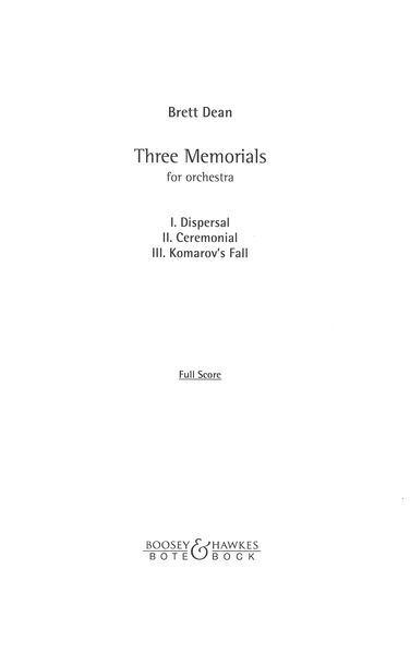 Three Memorials : For Orchestra.