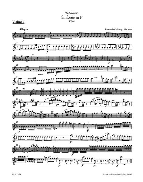 Symphony No. 18 In F Major K. 130 : For Orchestra / edited by Wilhelm Fischer.