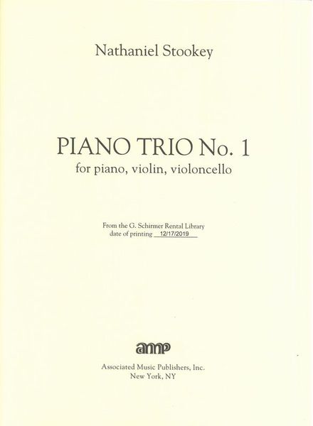 Piano Trio No. 1 : For Piano, Violin and Violoncello (2009).