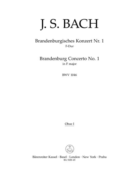 Brandenburg Concerto No. 1 In F Major BWV 1046 : For Orchestra / Ed. Besseler, Wenzinger.