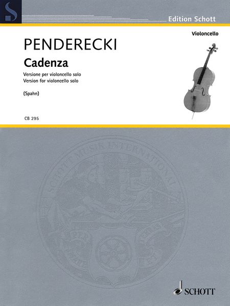 Cadenza : Version For Violoncello Solo (1984) / arranged by Jakob Spahn (2015).