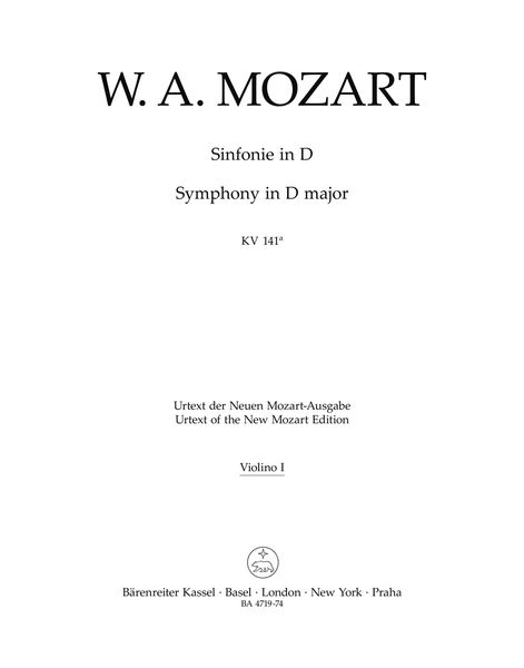 Symphony In D Major K. 141a (161) Overture To K. 126 : For Orchestra / Ed. Wilhelm Fischer.