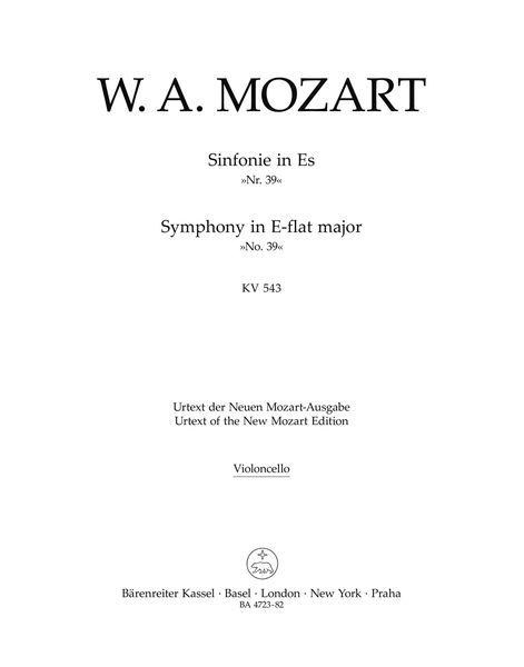 Symphony No. 39 In E Flat Major, K. 543 : For Orchestra / edited by H.C. Robbins Landon.