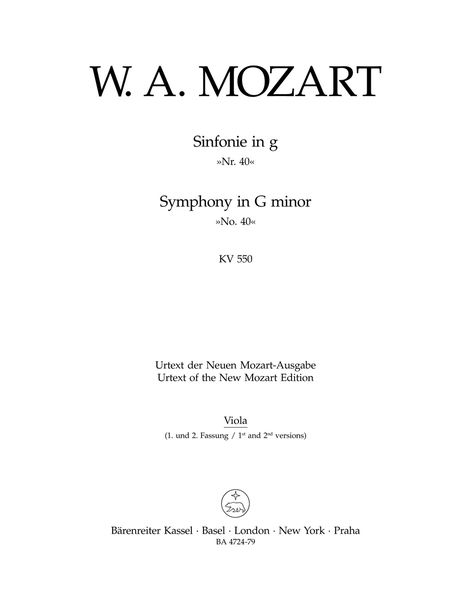 Symphony No. 40 In G Minor K. 550 : For Orchestra, Second Version With Clarinets / Ed. Landon.