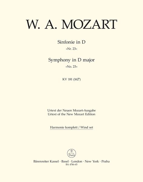 Symphony No. 23, K. 181 (162b) : For Orchestra / edited by Hermann Beck.