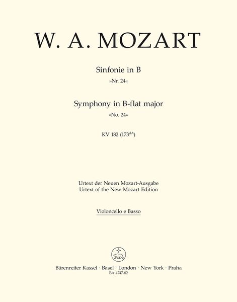 Symphony No. 24 In B-Flat Major K. 182 (173da) : For Orchestra / edited by Hermann Beck.