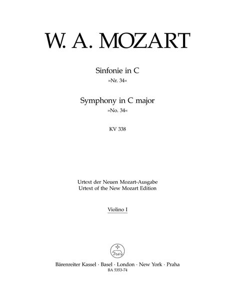 Symphony No. 34 In C Major, K. 338 : For Orchestra / edited by Friedrich Schnapp.