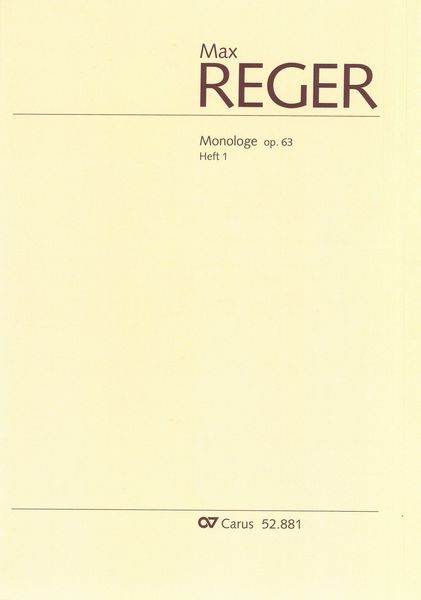 Monologe, Op. 63, Heft 1 : Für Orgel.