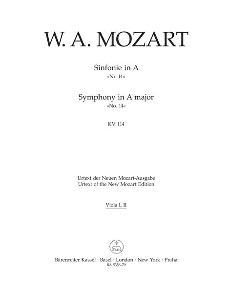 Symphony No. 14 In A Major K. 114 : For Orchestra / edited by Gerhard Allroggen.