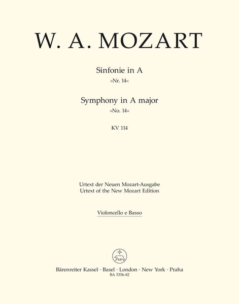 Symphony No. 14 In A Major K. 114 : For Orchestra / edited by Gerhard Allroggen.