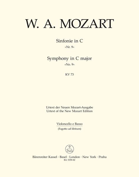 Symphony No. 9 In C Major K. 73 (75a) : For Orchestra / edited by Gerhard Allroggen.