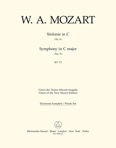 Symphony No. 9 In C Major K. 73 (75a) : For Orchestra / edited by Gerhard Allroggen.