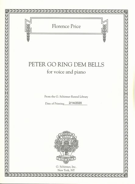 Peter Go Ring Dem Bells : For Voice and Piano / edited by John Michael Cooper.