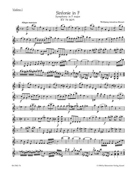 Symphony In F Major K. 76 (42a) : For Orchestra / edited by Gerhard Allroggen.