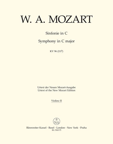 Symphony In C Major K. 96 (111b) : For Orchestra / edited by Gerhard Allroggen.