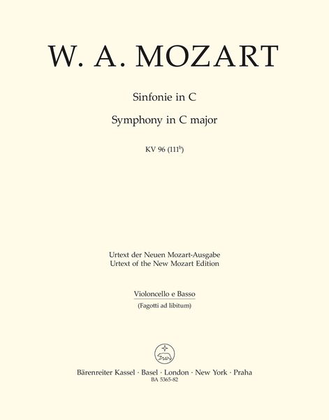 Symphony In C Major K. 96 (111b) : For Orchestra / edited by Gerhard Allroggen.