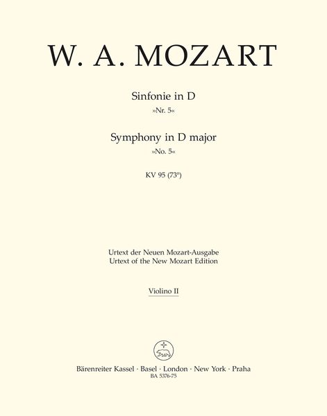 Symphony In D Major, K. 95 (73n) / edited by Gerhard Allroggen.