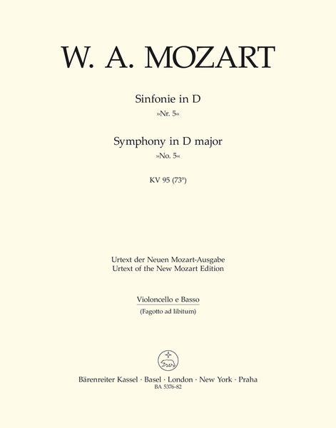 Symphony In D Major, K. 95 (73n) / edited by Gerhard Allroggen.