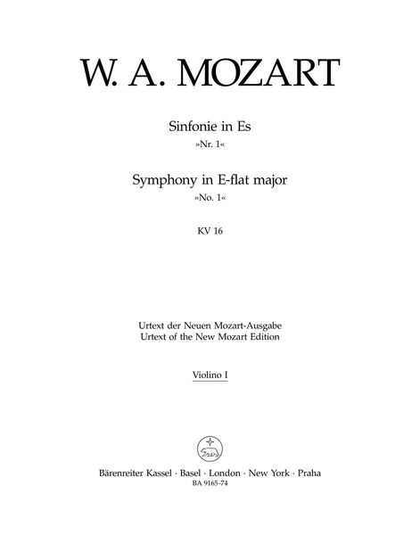 Symphony In Eb Major (No. 1), K. 16 / edited by Gerhard Allroggen.