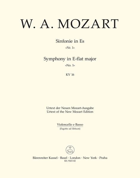 Symphony In Eb Major (No. 1), K. 16 / edited by Gerhard Allroggen.