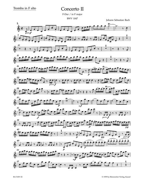 Brandenburg Concerto No. 2 In F Major, BWV 1047 / edited by Heinrich Besseler, August Wenzinger.