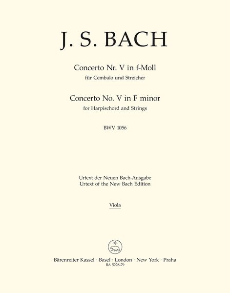 Concerto No. V In F-Moll, BWV 1056 : Für Cembalo und Streicher / edited by Werner Breig.