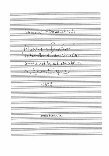 Musica A Quattro : Per Clarinetto In A, Violino, Viola E Cello (1998).