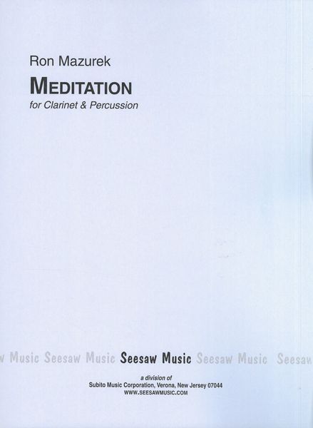 Meditation : For Clarinet and Percussion (1978).