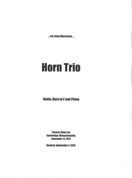 Horn Trio : For Violin, Horn In F and Piano [Download].