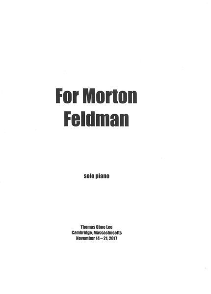 For Morton Feldman : For Solo Piano [Download].