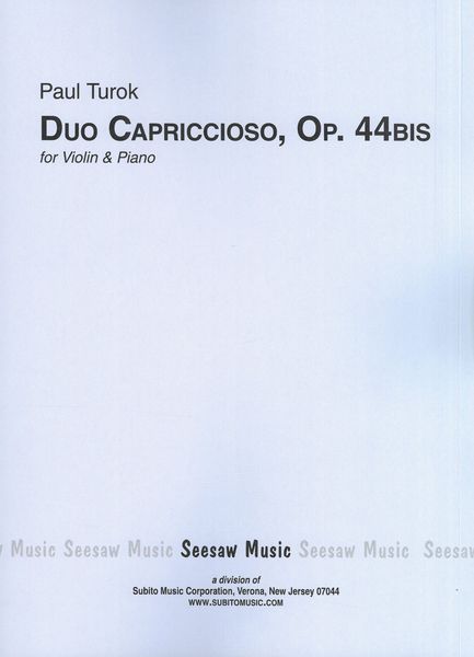 Duo Capriccioso, Op. 44bis : For Violin and Piano (1976, Rev. 1999).