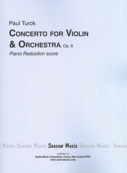 Concerto, Op. 6 : For Violin and Orchestra - Piano reduction (Rev. 2008).