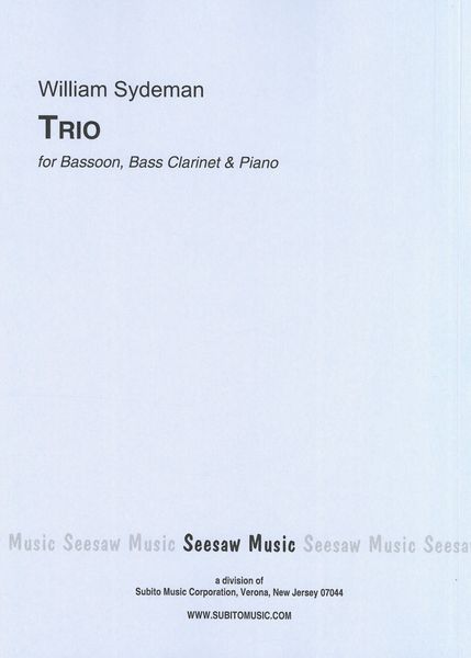 Trio : For Bassoon, Bass Clarinet and Piano (1968).