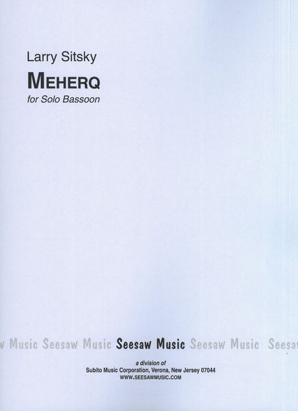 Meherq - Fantasia No. 6 : For Solo Bassoon.