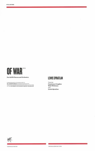 Of War : For SATB Chorus and Orchestra (2014).