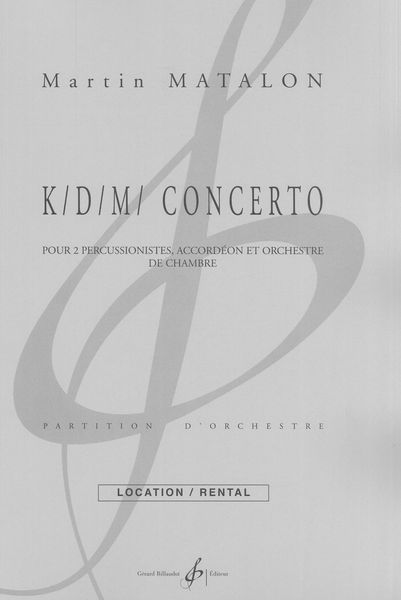 K/D/M Concerto : Pour 2 Percussionistes, Accordéon et Orchestre De Chambre.